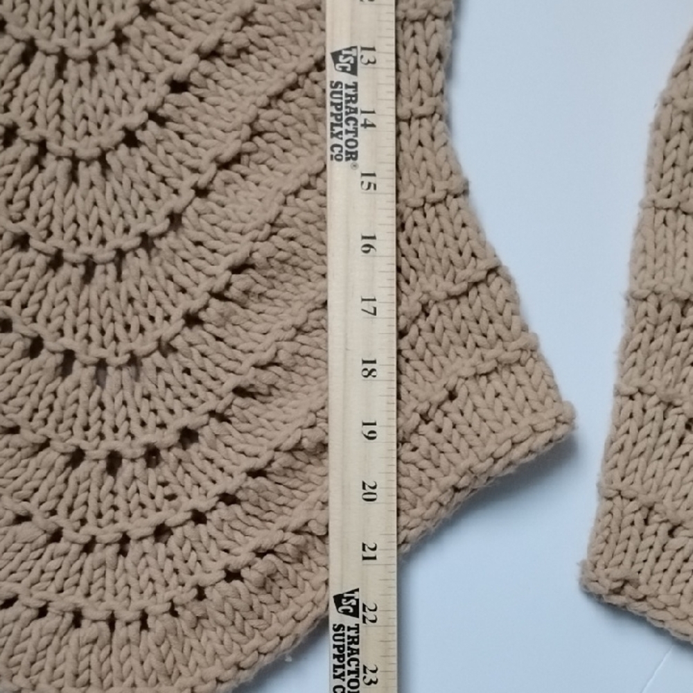 Y2K Boho Coquette Cottagecore Festival  Beach Tan Open Knit Tie Front Sweater - Picture 13 of 14